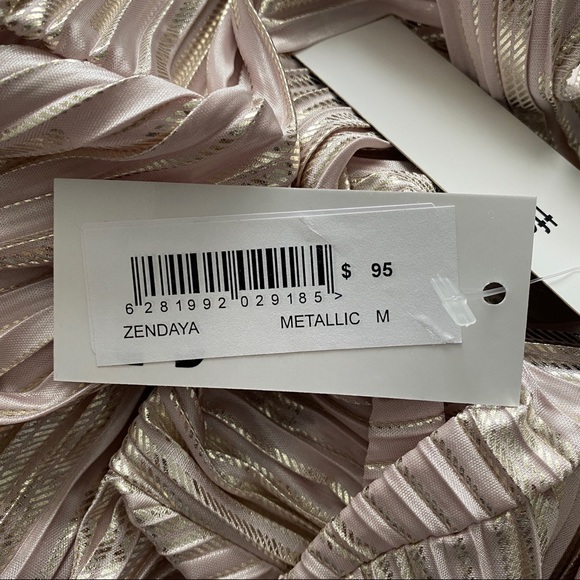 TFNC London Lace & Beads Pink Zendaya Metallic Pleated Mini Dress - Picture 6 of 7